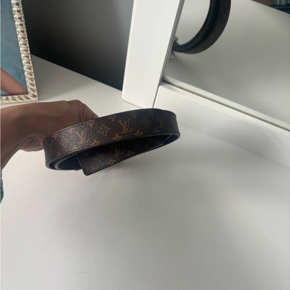 Louis Vuitton Monogram Canvas Belt with Gold LV Buckle - Brown - Picture 6 of 11